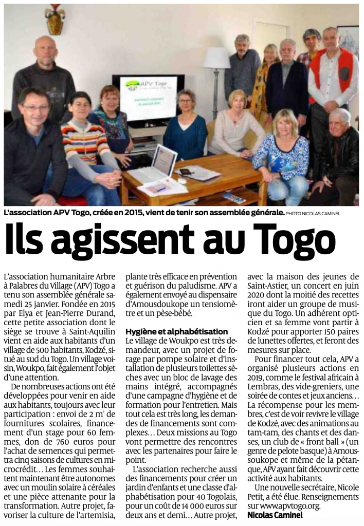 Ils agissent au togo - Article Ouest France